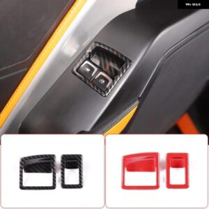シボレー ABS カーボン/レッド コルベット C7 2014-2019 ドア窓リフトスイッチフレームカバー トリム ステッカー カーアクセサリー