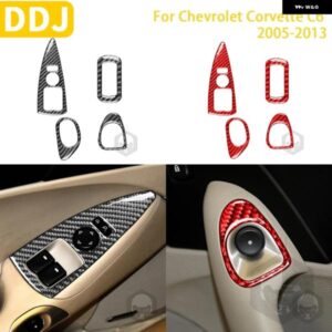 シボレー コルベット C6 2005-2013 アクセサリーカーボン車室内窓リフトスイッチパネルドア HANELボタン ステッカー カスタムパーツ
