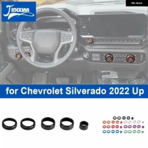 シボレー カーセンターコンソール ノブ 装飾 リング シルバラード 2022 2023 アップ中央制御ノブカバー インナーアクセサリー カスタムパ