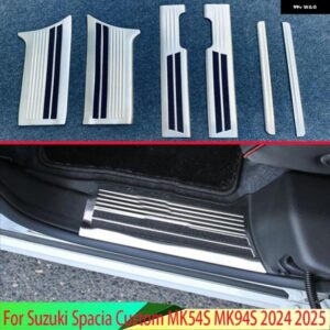 スズキ スペーシアカスタム MK54S MK94S 2024 2025 ステンレス ドアシルパネル スカッフプレートキックステップトリム カバー