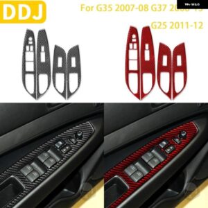 インフィニティ G35 2007-2008 G37 2008-2013 G25 アクセサリーカーボン自動インテリア ドアリフトパネル カバー トリム ステッカー セット