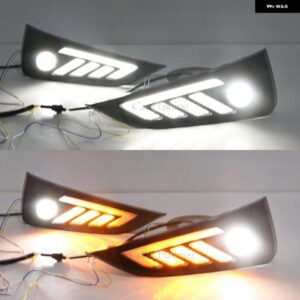 1ペア 車 LED DRL MG MG5 2021 2022 デイタイム ランニングライト デイライト フォグランプ カバー と流れるイエローウインカー カスタムパ