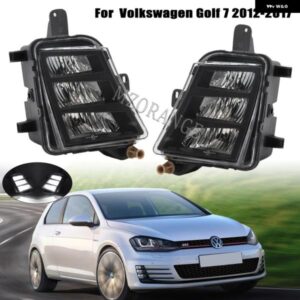 LED フォグライト VW ゴルフ 7 A7 MK7 GTI GTD 2013-17 ヘッドライト フロント LED DRL フォグランプ カーアクセサリー カスタムパーツ ア
