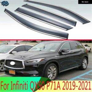 インフィニティ 第二世代 QX50 P71A 2019-21 プラスチック 外装 バイザーベントシェードウィンドウ サンレインガードディフレクター 4個 カ