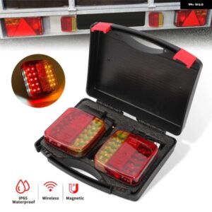 磁気ワイヤレス LED トラックテールライト トレーラーリアテールライト 信号ハザードブレーキ ライト ランプ キャラバン RV キャンピングカ
