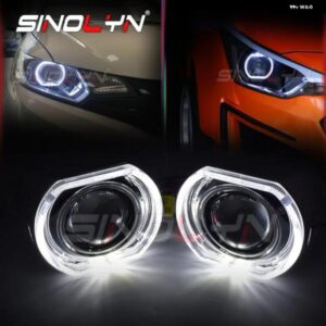 2.5インチ エンジェルアイズ バイキセノンプロジェクターレンズヘッドライト H7 H4 車ライト 自動 LED DRL 悪魔ライト カーアクセサリー カ