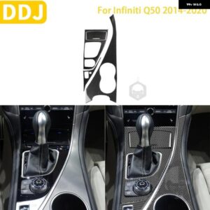 インフィニティ Q50 2014-2020 アクセサリーカーボンインテリア ギアシフターカップホルダーセット トリム ステッカー 装飾 カスタムパーツ