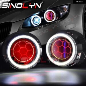 バイキセノンヘッドライト レンズ 2.5 エンジェルアイハニカム H4/H7 ヘッドライト LED デビルアイ DRL チューニング H1 WST レンズ カスタ