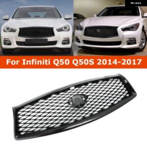 フロントグリル インフィニティ Q50 Q50S 2014-2017 全モデル交換レーシンググリル 車アッパーバンパー フードメッシュグリッドキットグロス
