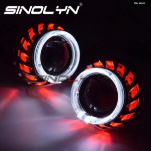 2.5インチ バイキセノンレンズヘッドライト H7 H4 プロジェクター LED エンジェルアイズ ホットホイール H1 HID ライト 自動車アクセサリー