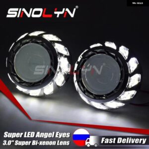 3インチ バイキセノンプロジェクタースパイラルエンジェルアイ DRL HID スーパーレンズヘッドライト レンズライト ヘッドランプ カーアクセ
