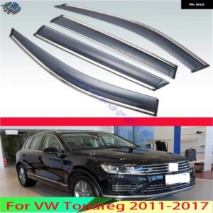 VW トゥアレグ 2011-2017 ABS プラスチックウィンドウ ウィンドディフレクターバイザーレイン/サンガードベント 2012-16 カスタムパーツ ア