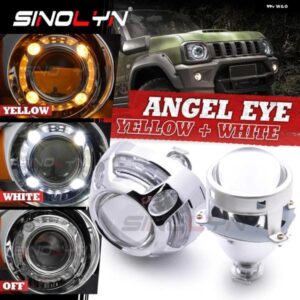 3インチ バイキセノンレンズ白黄 4 エンジェルアイズ H1 LED HID プロジェクターレンズヘッドライト H7 H4 自動車ライト カーアクセサリー