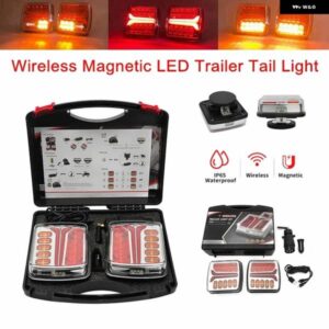 12V 24V ワイヤレス磁気 LED トレーラーテールライト トラックリアライト 信号ハザードブレーキ ライト キャラバン キャンピングカートラッ