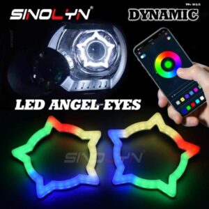 ペンタグラム RGB LED エンジェルアイズ ダイナミック スタティックウィンカーライト ヘッドライト ハローリング BLUETOOTH 互換 APP コント