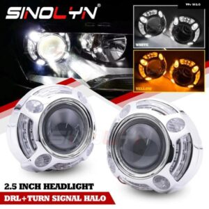 2.5インチ ウインカーバイキセノンプロジェクターレンズ H7 H4 ヘッドライト LED エンジェルアイ DRL H1 HID 車ライト カーアクセサリー カ