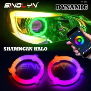 SHARINGAN RGB エンジェルアイ DRL ダイナミック 回転シーケンシャル流れるハロー自動ヘッドライト APP BLUETOOTH 対応 カスタムパーツ ア
