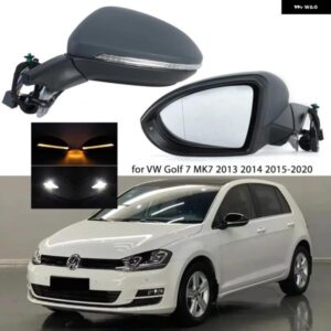 サイドミラー アセンブリ VW ゴルフ 7 MK7 2013 2014 2015-2020 オートパワー加熱折りたたみウインカーライト ミラー カバー 13 ワイヤー