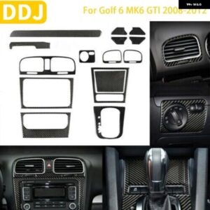 15個 ゴルフ 6 MK6 GTI 2008-2012 カーボン車内計器パネル ギア中央制御セット 装飾 カスタムパーツ アクセサリー 交換用部品 互換品