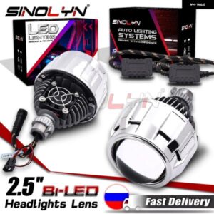 2.5インチ BI LED プロジェクターレンズ H7 H4 9005 9006 ヘッドライト LED 車ライト エンジェルアイダイオードヘッドランプ レンズアップグ