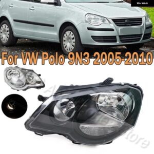 フロントバンパー ヘッドライト ヘッドライト ランプ フォグライト 白黒タイプヘッドライト アセンブリ VW ポロ 9N3 38991 カスタムパーツ