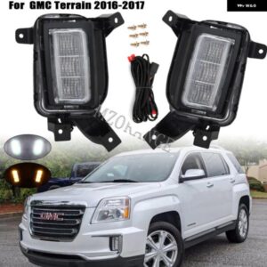 LED フォグランプ GMC モールド 2016 2017 フロントバンパー DRL フォグランプ カバー フレームワイヤーヘッドライト フォグライト キットカ