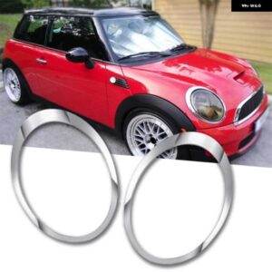 2個 クローム ヘッドライト リングトリムミニクーパー R55 2007-15 51137149905/51137149906