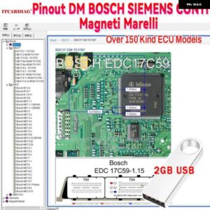 PINOUT DM ソフトウェア ECU 接続ガイド BOSCH 用 SIEMENS 用 CONTL 用 MAGNETI MARELLI 用 EDC17 など 150 以上の ECU モデル