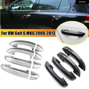 VW ゴルフ 6 MK6 2009-2013 ステッカー カーボンクロームブラック外装ドア ハンドル モールドカバー トリム装飾