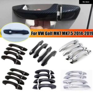 VW ゴルフ 7 MK7 MK7.5 2014-2019 ステッカー カーボンクロームブラック外装ドア ハンドル モールドカバー トリム