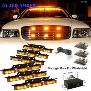 12V 54 LED 点滅ダッシュバイザー緊急ハザード灯フロントバンパー グリル ストロボライトバートレーラー トラック 用