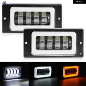 2個 フロント フォグランプ LADA 2110 - 2117 LED フォグランプ ヘッドライト DRL ホワイトアンバーハローリングランニングライト駆動ライト
