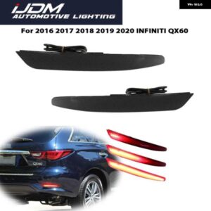 IJDM レッド LED リアバンパー リフレクター ブレーキ テールライト ダイナミック ウィンカーライト 付きリア フォグランプ 2016-2020 インフィニティ QX60