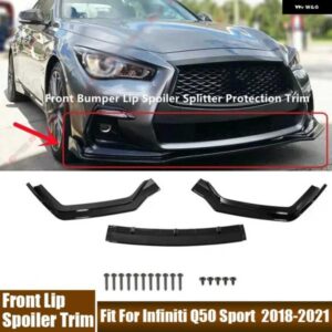 3個 明黒 PP フロントバンパー リップスポイラースプリッタートリムインフィニティ Q50 スポーツ 2018-21