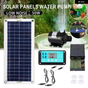 50ワット ブラシレス太陽光発電ウォーターポンプ セット 800L/H 超静音水中ウォーターポンプ モーター 魚の池庭の噴水装飾