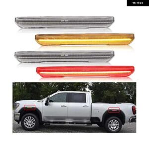 4個 車 LED フロントリア バンパー サイド マーカー ライトスモークレンズ アンバーレッド GMC シエラ 2500 3500HD 2020-23