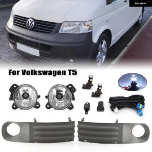 フォグランプ VW トランスポーター T5 マルチバン カラベル 2003-2010 LED フォグライト ブラック フォグランプ カバー グリル 配線ハーネススイッチ キット