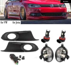 フォグランプ LED VW ジェッタ 6 A6 MK6 2011-14 ヘッドライト フロントバンパー フォグランプ カバー グリル ベゼル フレームワイヤー
