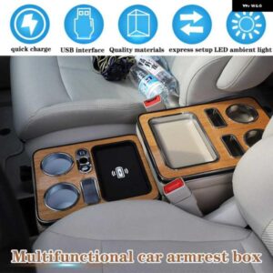 VW トランスポーター T5 T6 マルチバン カラベル 2000-2019 センターコンソール アームレスト 収納ボックス USB アンビエントライト付き