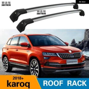2個 ルーフバー SKODA KAROQ 2017-2022 2023 NU7 SUV 合金サイドバークロスレール ルーフラックキャリアキャリア