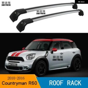 2個 ルーフバーミニクーパーカントリーマン R60 4 ドア 2011-2016 合金サイドバークロスレール ルーフラックキャリア