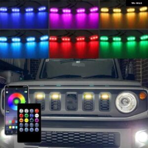 スズキ 4個 LED フロントグリル ライトホワイト アンバー ライトアウターグリル ランプ ジムニー JB64 JB74 2019-21