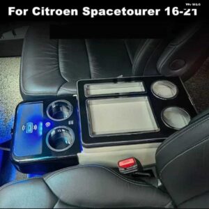 シトロエン スペースツアラー 2016-2023 フロント アームレスト ボックス 1個 USB アトモスフィア ライト付き