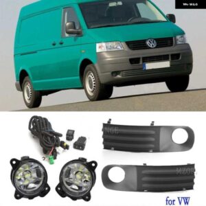 フォグランプ VW T5 LED フォグランプ トランスポーターマルチバンカラベル 2003-2010 グレーカバー グリル ワイヤーハーネススイッチ キット