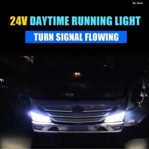 2個 超微細 24V 車 LED DRL デイタイムランニングライトホワイトウィンカー イエローガイドストリップ トラック ヘッドライト アセンブリ