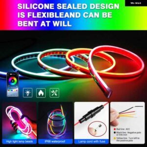 LED カラフルな ボンネット ライトスキャンネオンストリップアプリ制御ストリップライト 210 モード 装飾 アンビエントライト車 12V