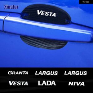 4個 カーボン ドアハンドル ステッカー LADA VESTA XRAY LARGUS GRANTA NIVA