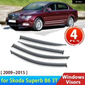 ディフレクター シュコダ スーパーブ B6 3T 2 II 2009 2015 2013 サイドウィンドウ バイザー雨アイブロウ フロントガラス カバー