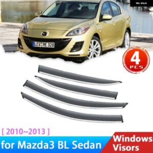 4X フロントガラス MAZDA3 SP25 BL 2010-13 ウィンドウ バイザーサンバイザーディフレクター雨アイブロウ日よけトリム