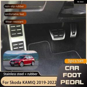 ペダル シュコダ KAMIQ NW4 2019-22 ステンレス フットレスト ブレーキ ノンスリップドリルなしペダル カバー 部品 AT MT